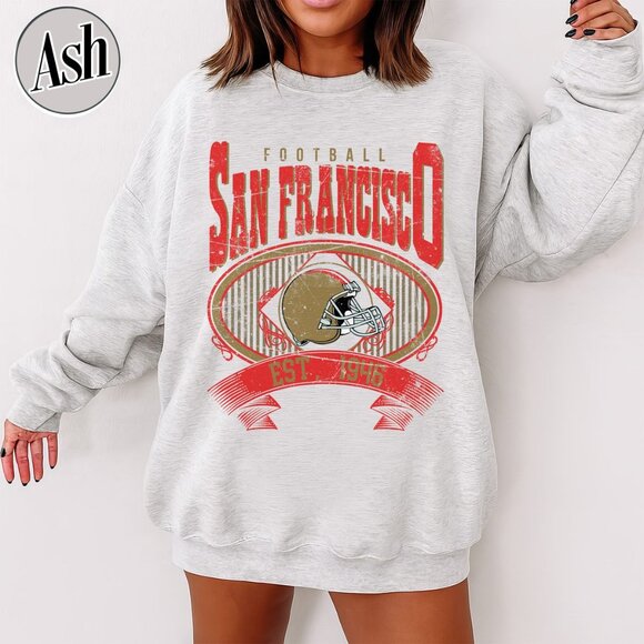 San Francisco Football Vintage Style Crewneck Sweatshirt 17 - Picture 1 of 5